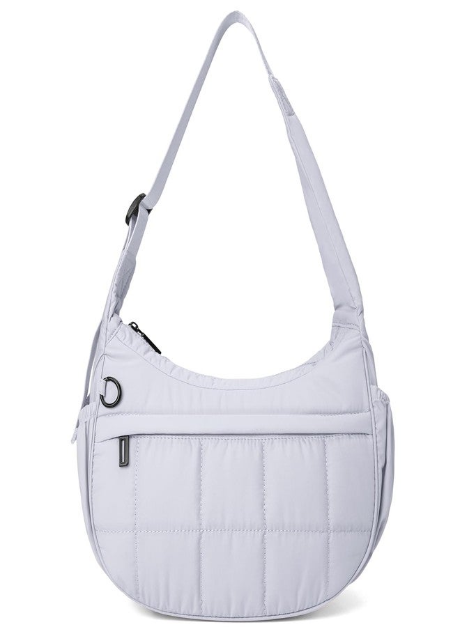 GASSDA Shoulder Bag for Women Small Puffer Purses Crescent Bag Hobo Handbags with Adjustable Strap for Daily, Gray - Image 1