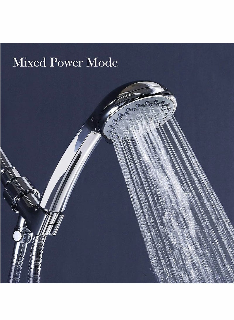 High Pressure Handheld Shower Head with 5 Spray Settings, Stainless Steel Hose and Adjustable Mount, Perfect for Low Water Pressure - Image 2