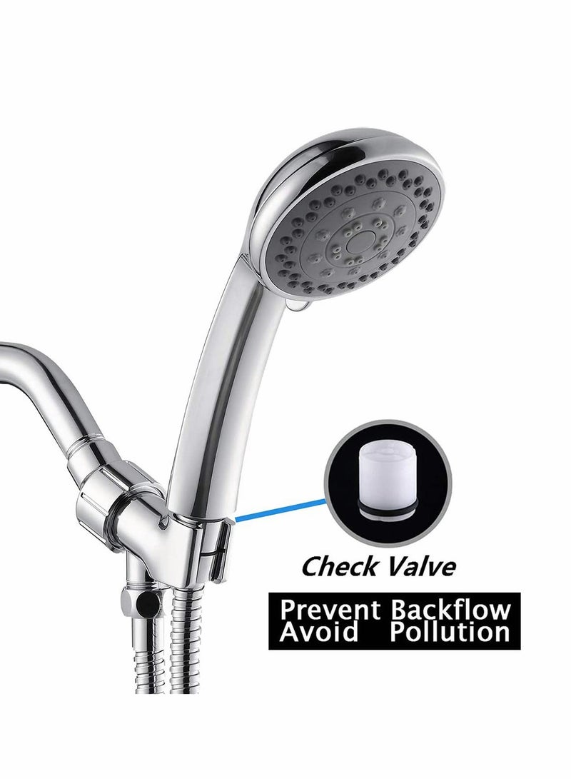 High Pressure Handheld Shower Head with 5 Spray Settings, Stainless Steel Hose and Adjustable Mount, Perfect for Low Water Pressure - Image 3