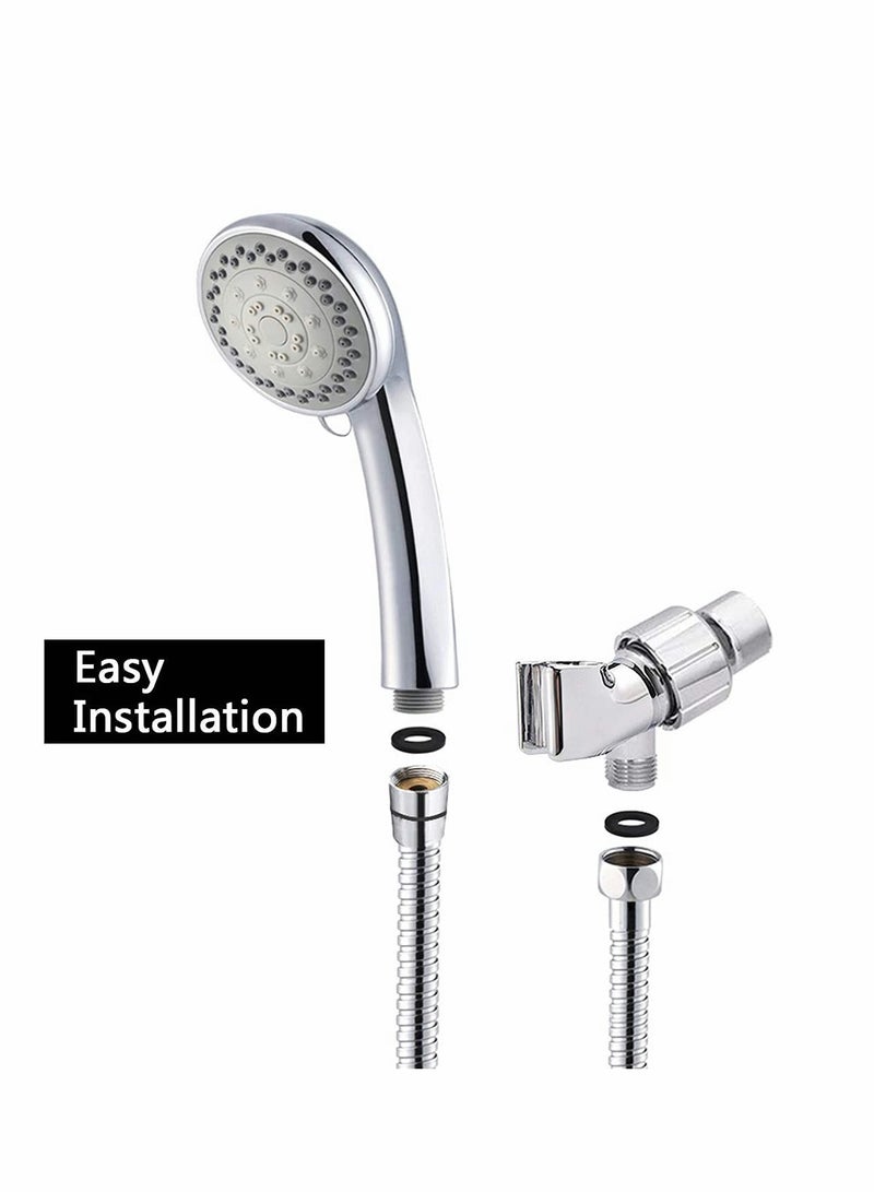 High Pressure Handheld Shower Head with 5 Spray Settings, Stainless Steel Hose and Adjustable Mount, Perfect for Low Water Pressure - Image 5