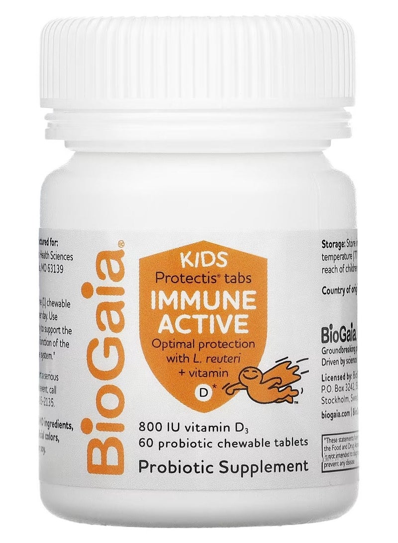 BioGaia BioGaia Kids Immune Active with L. Reuteri and Vitamin D Orange 60 Probiotic Chewable Tablets  - Image 2