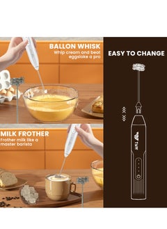 TNW Milk Frother, TNW Mini Handheld Electric Whisk Portable Coffee Frother with 2 Spring Whisks, 3-Speed, Rechargeable Foam Maker Beverage Mixer for Coffee, Latte, Matcha, Cappuccino and Hot Chocolates (Black)  - Image 5