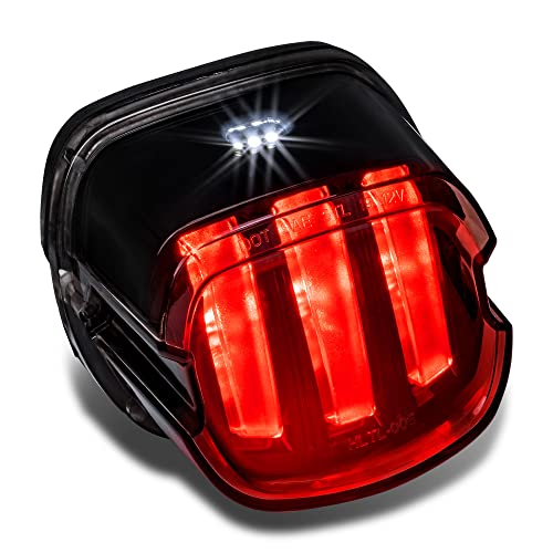ONLINE LED STORE TRUE MODS LED Brake Tail Light for Harley Davidson DOT ClawDesign License On Top Square Smoked Rear Red Stop Lamp Assembly for Sportster Dyna Fatboy Road King Electra Glide Ultra Softail Heritage