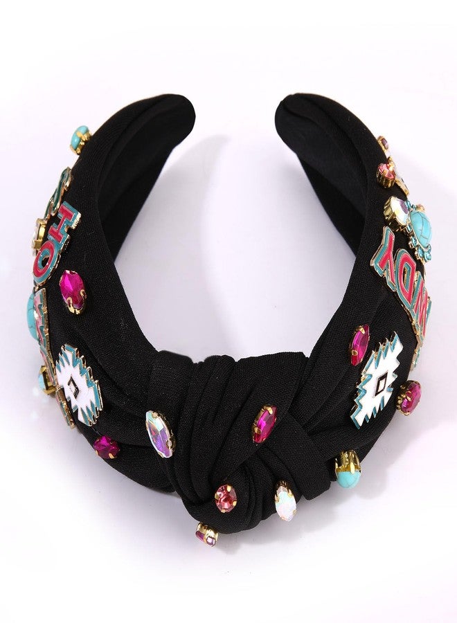 MOLOCH Western Cowgirl Headband for Women Cowboy Boot HOWDY Knotted Headband Crystal Jeweled Top Knot Hairband Western Country Concert Hair Accessories Bachelorette Outfit Gifts - Image 4