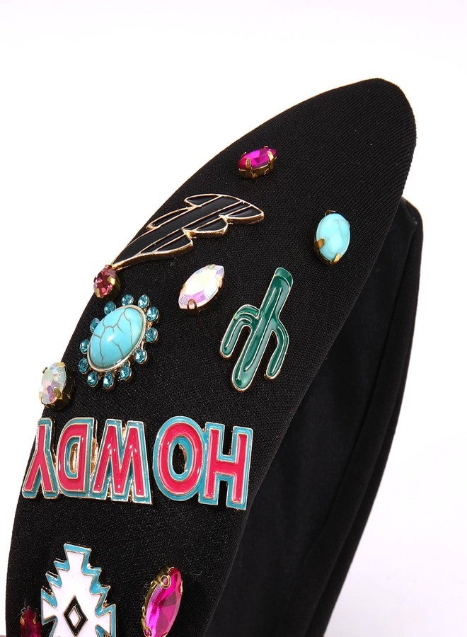 MOLOCH Western Cowgirl Headband for Women Cowboy Boot HOWDY Knotted Headband Crystal Jeweled Top Knot Hairband Western Country Concert Hair Accessories Bachelorette Outfit Gifts - Image 5