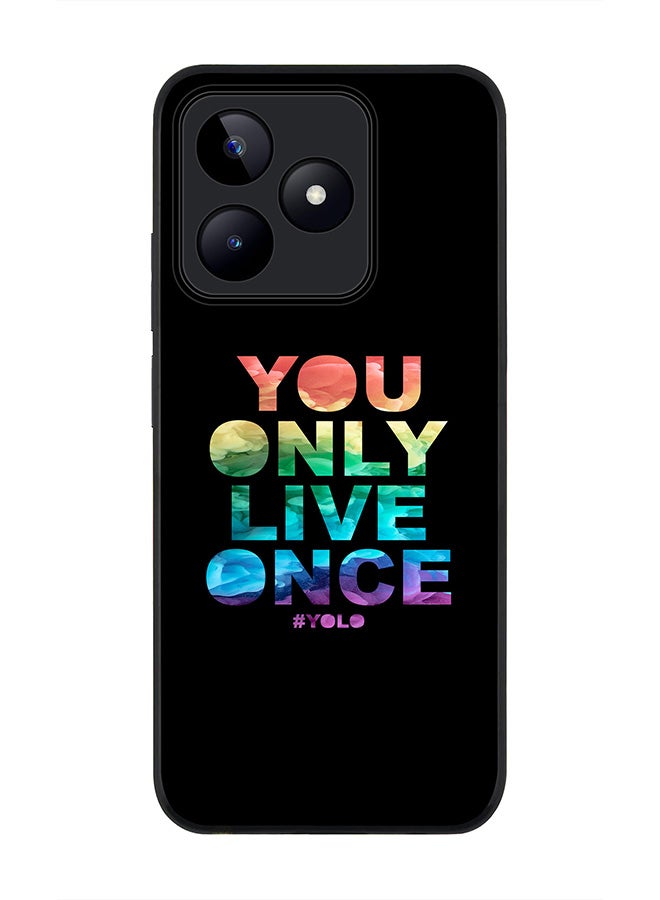 Stylizedd Rugged Black edge case for Realme C53, Slim fit Soft Case Flexible Rubber Edges Anti Drop TPU Gel Thin Cover- YOLO - Image 1