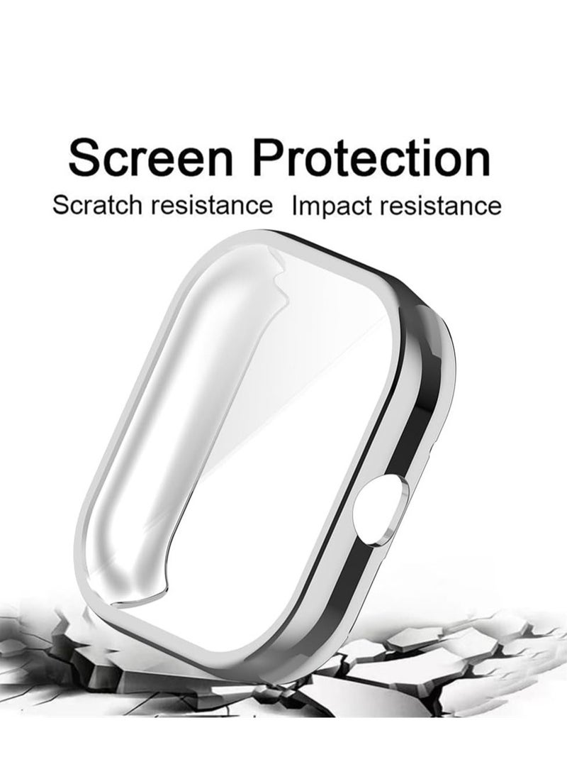 KASTWAVE Case for Xiaomi Redmi Watch 4, Tempered Glass Screen Protector, PC Hard Case Tempered Glass Screen Protection Cover Slim Full Cover Scratch Proof Protector, 2 Pcs, Black and Silver  - Image 3