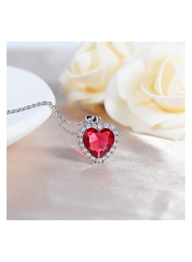 Radwa Azam Titanic Heart of the Ocean Necklace, Forever Love Heart Necklace Pendant Shining Crystal Zircon Jewelry Gifts For Women - Image 5