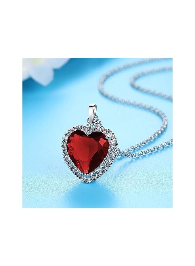 Radwa Azam Titanic Heart of the Ocean Necklace, Forever Love Heart Necklace Pendant Shining Crystal Zircon Jewelry Gifts For Women - Image 3