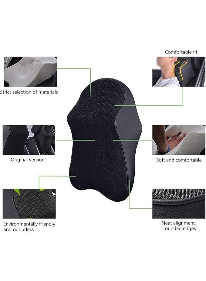Memory Foam Car Neck Pillow Headrest Cushion for Neck Pain Relief - Black - Image 2