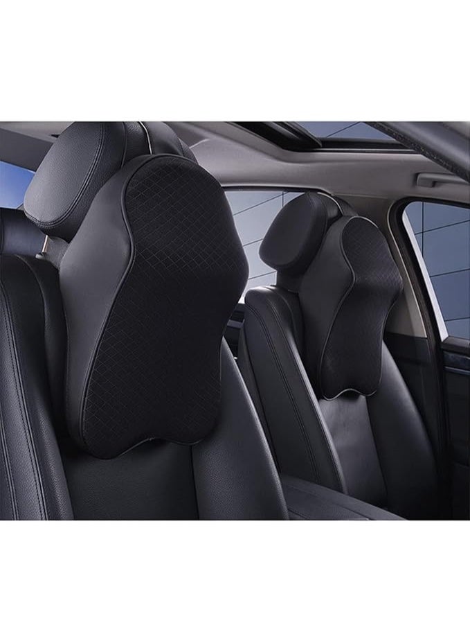 Memory Foam Car Neck Pillow Headrest Cushion for Neck Pain Relief - Black - Image 3