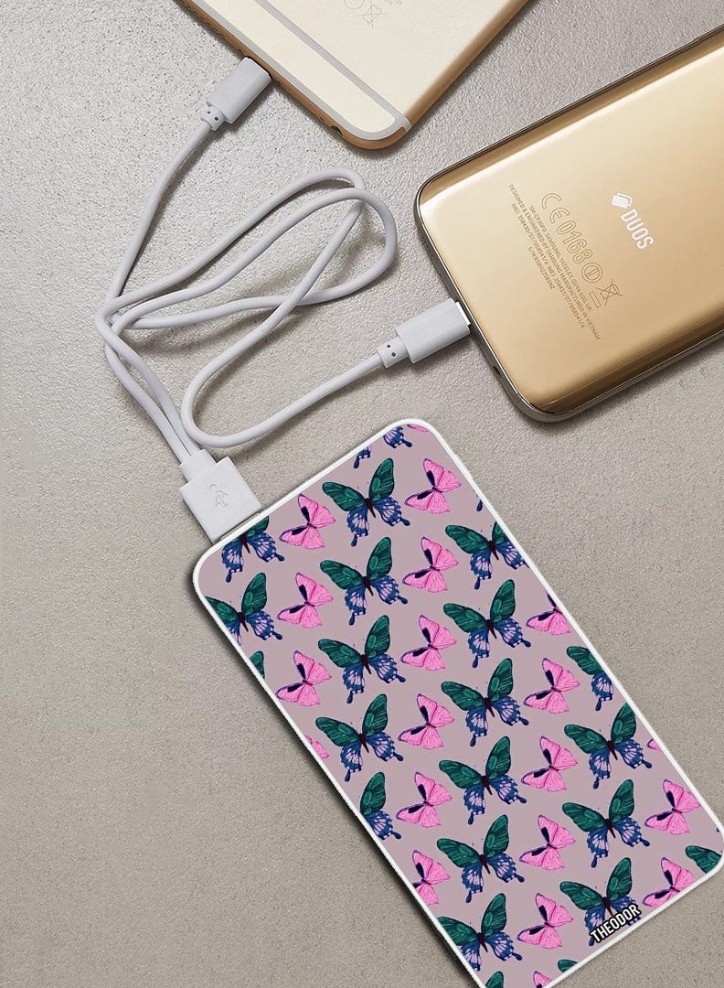 Theodor 10,000 mAh Super Fast Charging Ultra Compact Power Bank with Quick Charge & Power Delivery, Portable Charger For iPhone and Android Butterflies (2) - Image 2