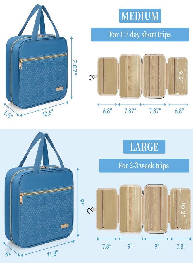 WELIDAY Travel Toiletry Bag for Women & Men Water Resistant Makeup Bag with Hanging Hook Portable Travel Organizer for Travel Accessories, Travel-Sized Shampoo, Toiletries (Medium-Blue) - Image 2