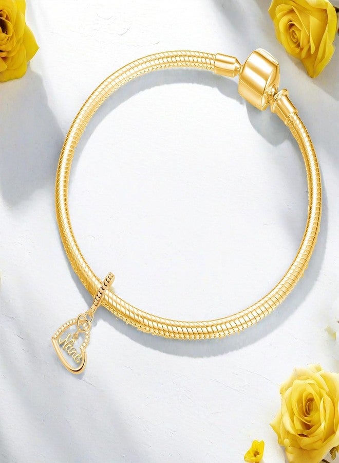 QeenseKc Heart Wife Dangle Charm Cubic Zirconia Bead Compatible with Pandora Bracelet Women Gold - Image 3