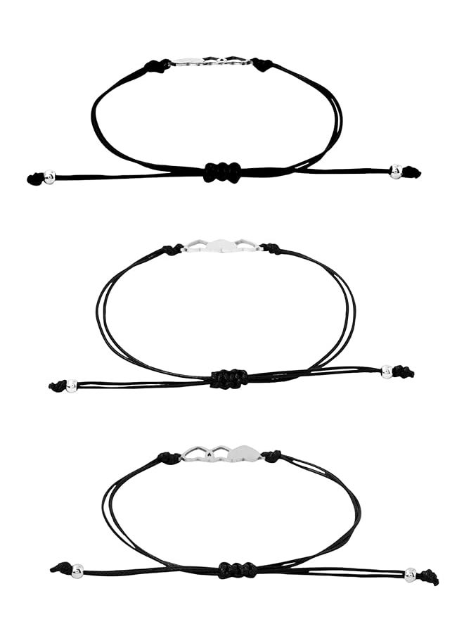 YELLOW CHIMES - Heart Shaped Bracelet Set For Unisex Black - Image 1