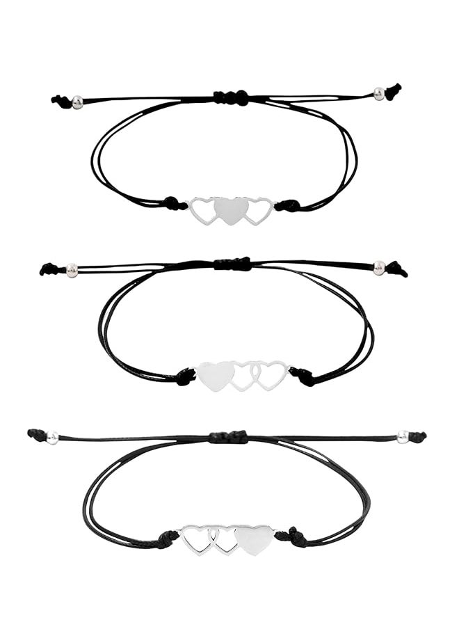 YELLOW CHIMES - Heart Shaped Bracelet Set For Unisex Black - Image 1