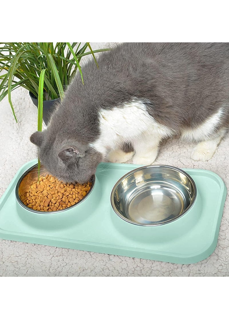 سجن سفما القط الغذاء وعاء ، وعاء القط المضادة للانزلاق المضادة سبلاش سيليكون حصيرة ، مع دعم بروبلين ، قابلة للفك الفولاذ المقاوم للصدأ الغذاء والماء لوحة ، مناسبة للقطط والجراء - Image 5