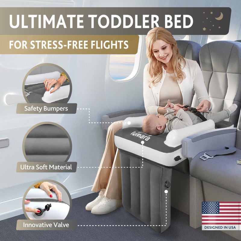 LUMARA Toddler Airplane Bed - Inflatable Airplane Bed for Toddlers, Plane Baby Mattress for Kids - Blow Up Air Mattress for Child Flight Sleep with Safety Belt, Innovative Valves, No Pump Needed - Image 2