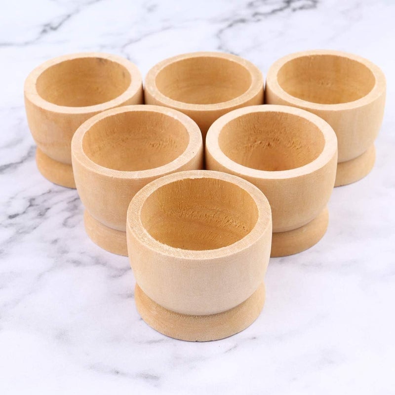 koTTIYA 12-Pack Wooden Egg Cup Holders Unfinished Wooden Egg Stands for Kids Craft Easter Birthday Baby Shower Party Supplies - Image 4