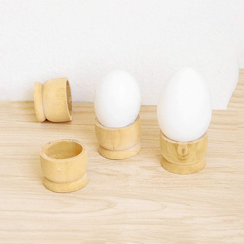 koTTIYA 12-Pack Wooden Egg Cup Holders Unfinished Wooden Egg Stands for Kids Craft Easter Birthday Baby Shower Party Supplies - Image 3