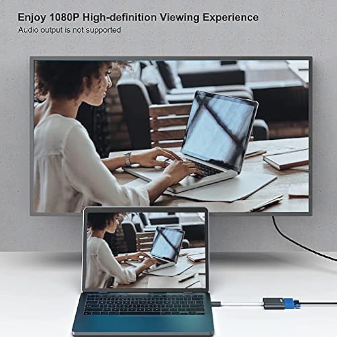 rayihni USB C TO VGA ADAPTER, USB C VGA MULTIPORT ADAPTER 1920X1200 60HZ STABLE TRANSMISSION TYPE C TO VGA ADAPTER FOR LAPTOP DESKTOP, ALUMINIUM ALLOY - Image 3