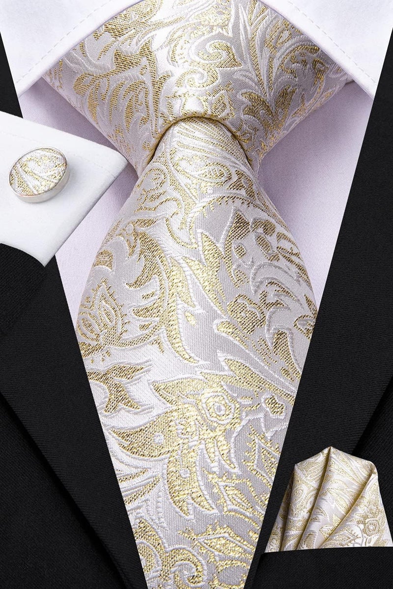 Dubulle Mens Paisley Striped Tie WOVEN Necktie for Men and Handkerchief Cufflinks Set Wedding Formal Business - Image 5