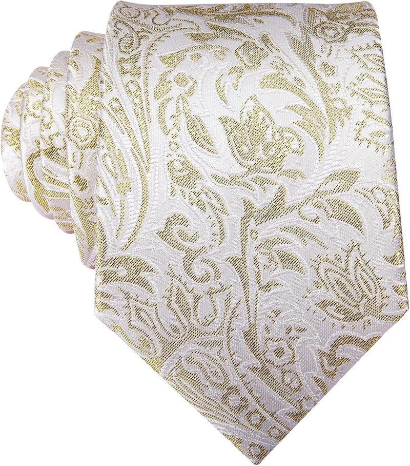 Dubulle Mens Paisley Striped Tie WOVEN Necktie for Men and Handkerchief Cufflinks Set Wedding Formal Business - Image 4