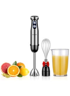 SHARDOR SHARDOR 1000W Electric Hand Blender with 4 Blades, Stainless Steel Anti-Splash Blender, 20 Speed+Turbo Mode, 600ml Beaker for Smoothies, Soups, Sauces - Silver Black  - Image 1