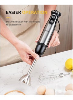 SHARDOR SHARDOR 1000W Electric Hand Blender with 4 Blades, Stainless Steel Anti-Splash Blender, 20 Speed+Turbo Mode, 600ml Beaker for Smoothies, Soups, Sauces - Silver Black  - Image 4
