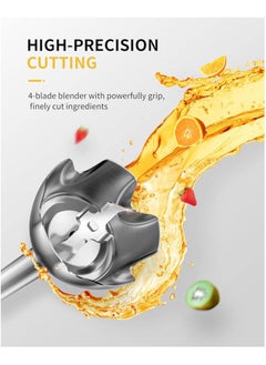 SHARDOR SHARDOR 1000W Electric Hand Blender with 4 Blades, Stainless Steel Anti-Splash Blender, 20 Speed+Turbo Mode, 600ml Beaker for Smoothies, Soups, Sauces - Silver Black  - Image 5
