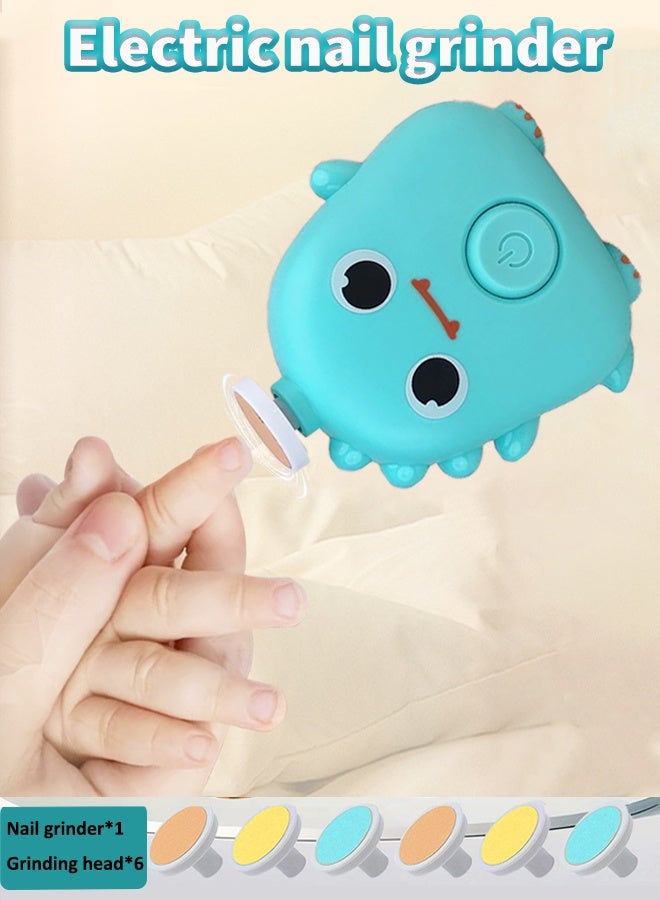 مقراض اظافر كهربائي مقصات أظافر كهربائية مقص أظافر الأطفال مقص أظافر للأطفال جهاز مانيكير كهربائي شكل ديناصور لطيف مع 6 رؤوس طحن - Image 1