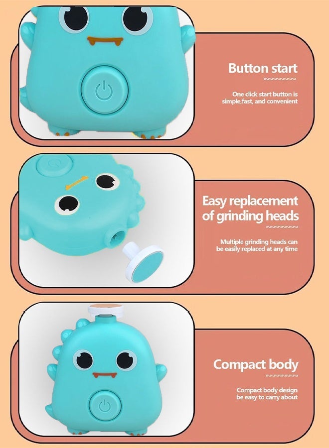 مقراض اظافر كهربائي مقصات أظافر كهربائية مقص أظافر الأطفال مقص أظافر للأطفال جهاز مانيكير كهربائي شكل ديناصور لطيف مع 6 رؤوس طحن - Image 3