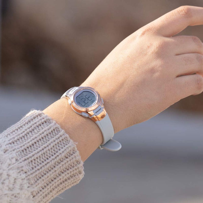 Armitron Sport Women's 45/7012PBL Rose Gold-Tone Accented Digital Chronograph Powder Blue Resin Strap Watch - Image 1