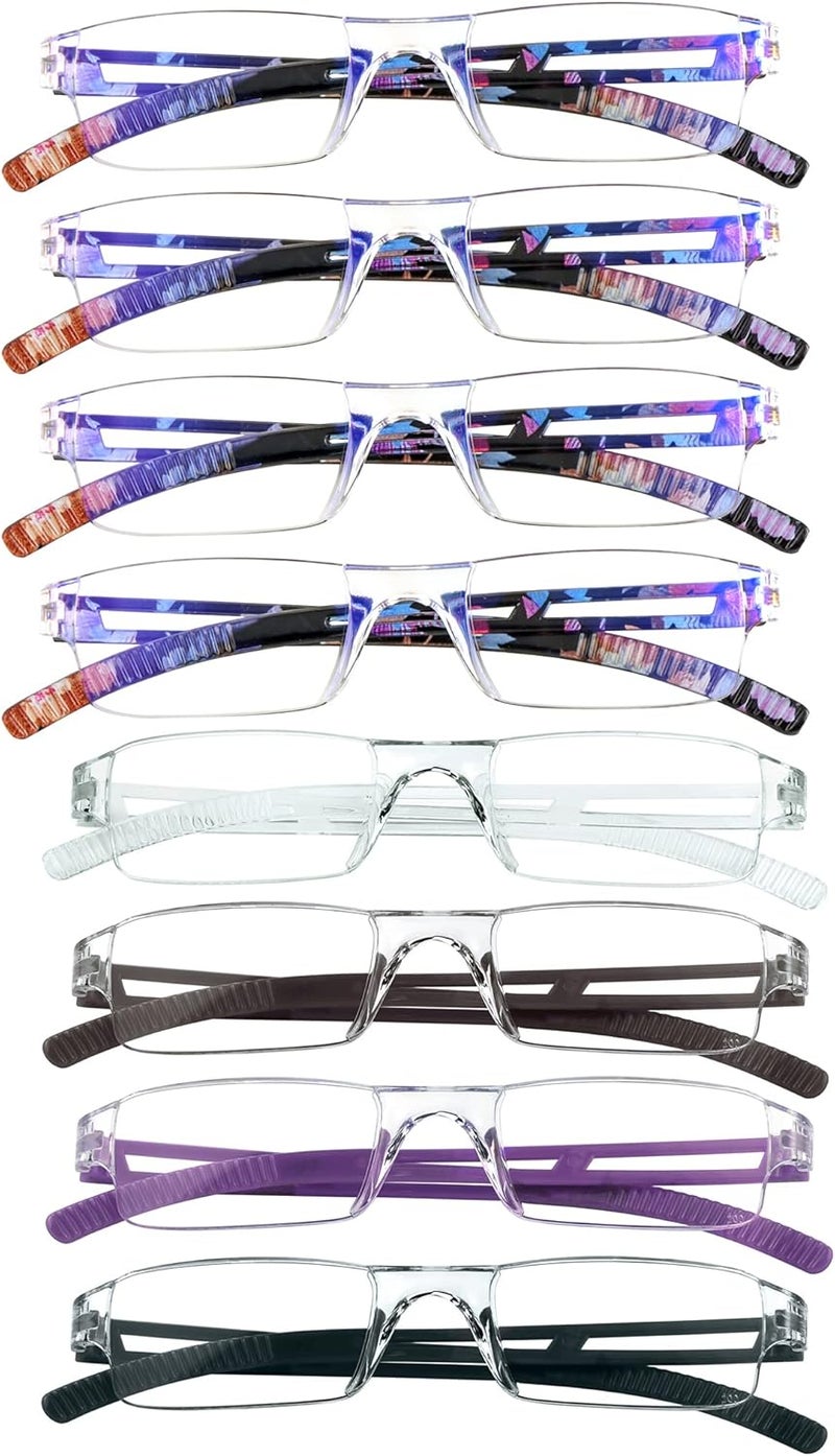 VisionGlobal 5/8 Pairs Reading Glasses, Computer Reading Glasses for Women and Men, Fashion Square Eyewear Frame - Image 1