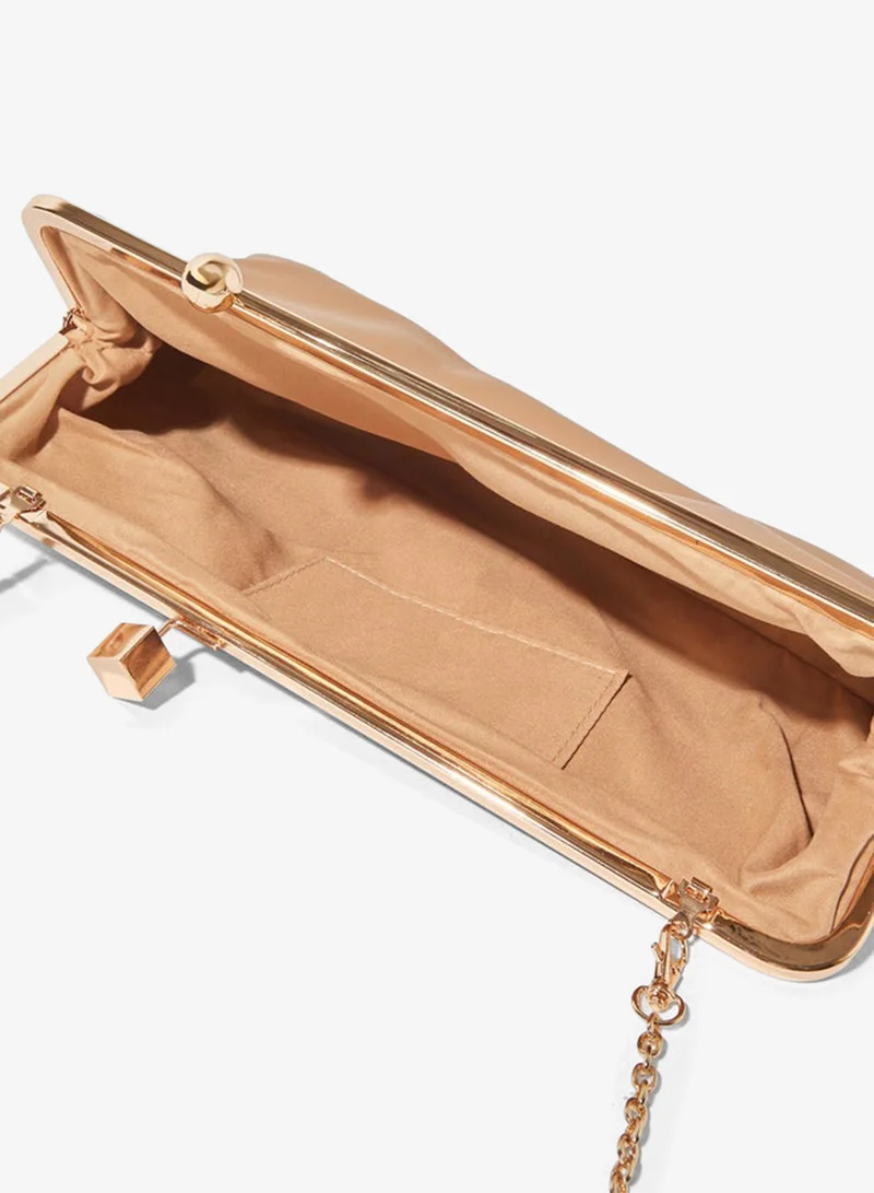 Styli  Beige Frame Clutch with Clasp Closure and Chain Strap for Women | Best Price UAE