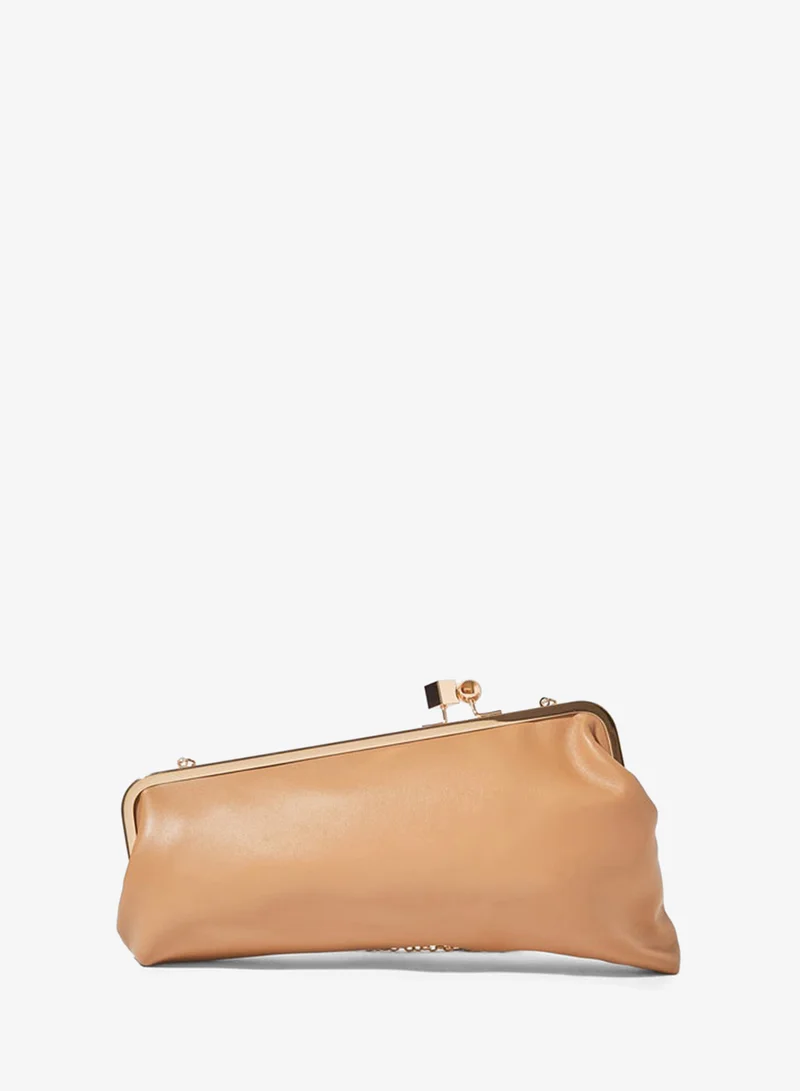Styli  Beige Frame Clutch with Clasp Closure and Chain Strap for Women | Best Price UAE