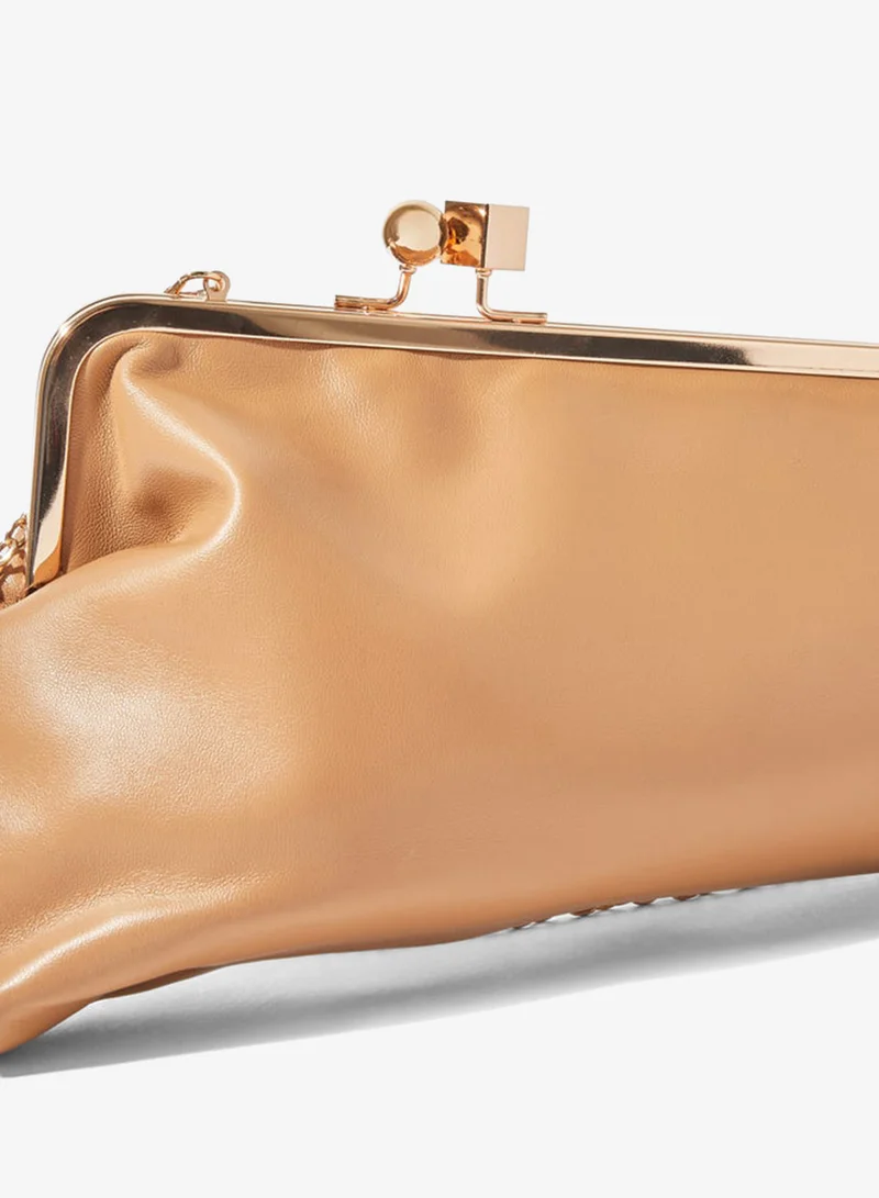 Styli  Beige Frame Clutch with Clasp Closure and Chain Strap for Women | Best Price UAE