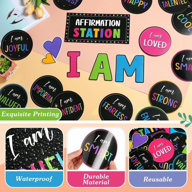 Frienda Affirmation Station Bulletin Board Set Motivational Posters Classroom Mirror Growth Mindset Decor I Am Positive Affirmations Accents Cutouts for School Office Home Teacher Wall Supply - Image 3