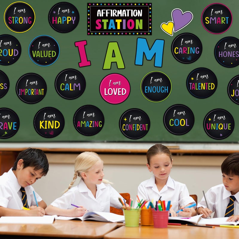 Frienda Affirmation Station Bulletin Board Set Motivational Posters Classroom Mirror Growth Mindset Decor I Am Positive Affirmations Accents Cutouts for School Office Home Teacher Wall Supply - Image 5