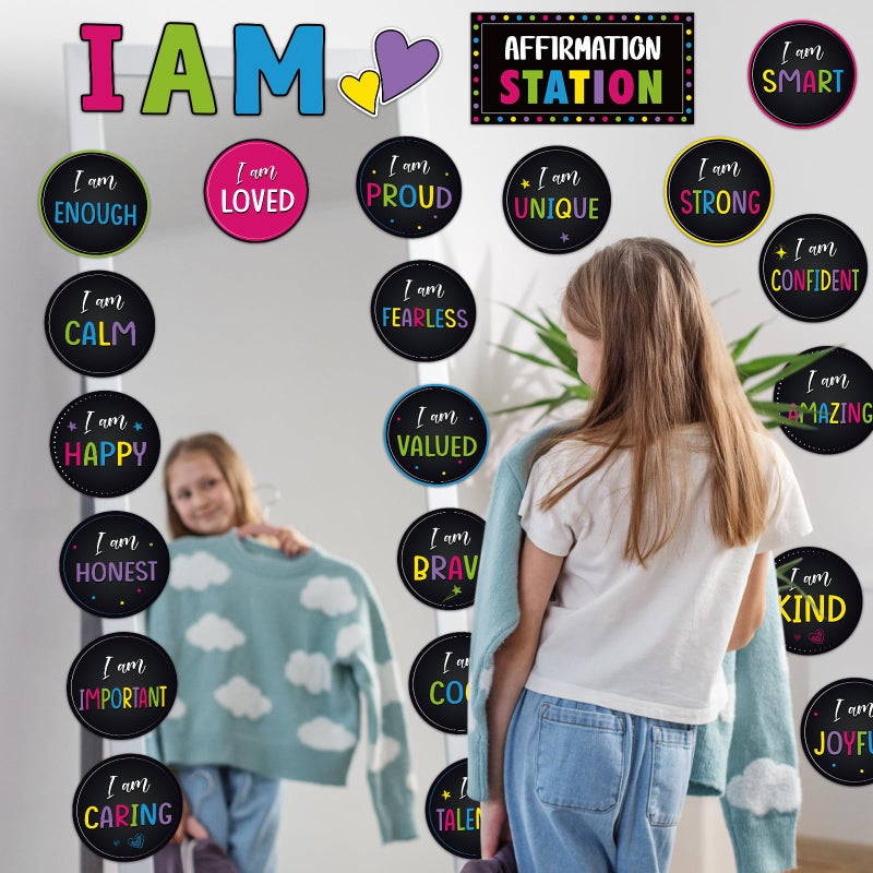 Frienda Affirmation Station Bulletin Board Set Motivational Posters Classroom Mirror Growth Mindset Decor I Am Positive Affirmations Accents Cutouts for School Office Home Teacher Wall Supply - Image 4