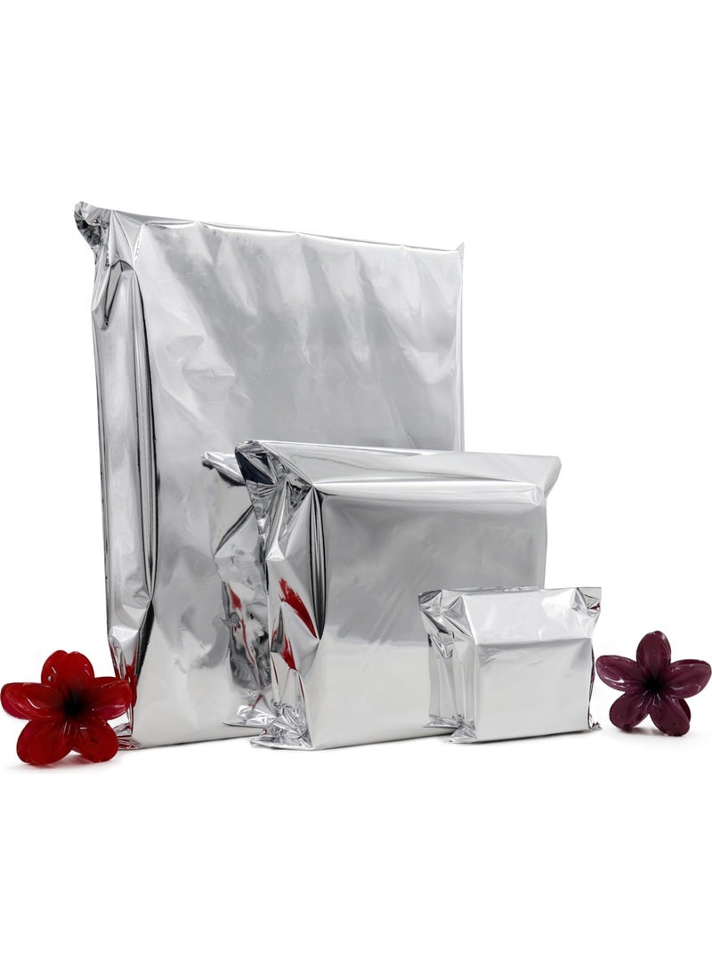 Repro Design - 40X60 Silver 50 Pieces Adhesive Metalized Gift Bag Metallic Silver Gift Packaging Package - Image 1