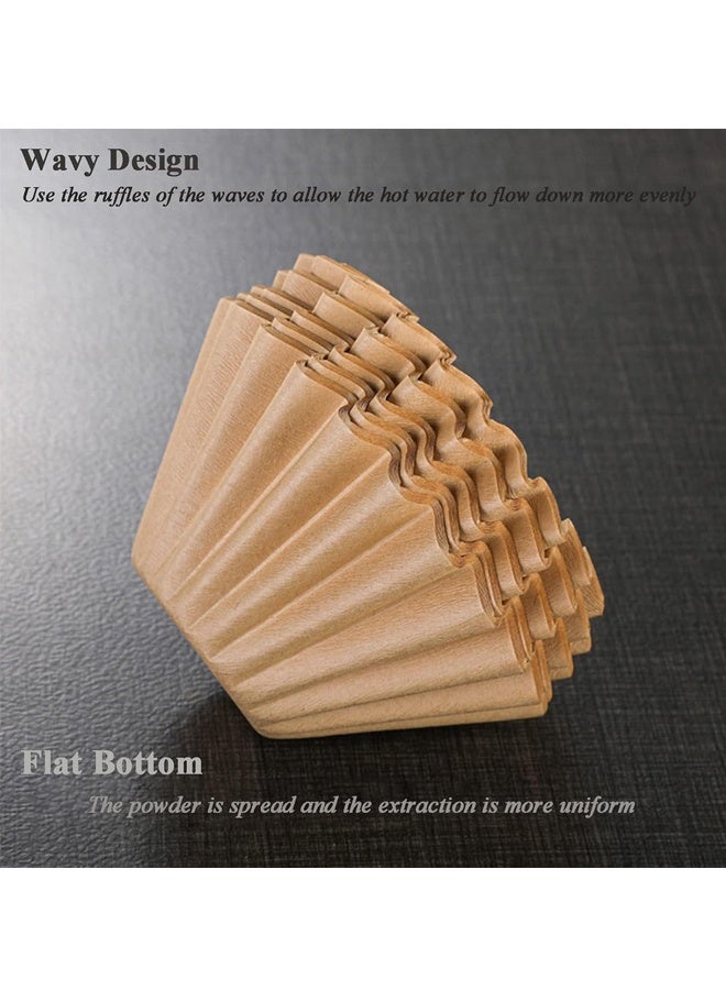 2-5 Cup Coffee Filters, Pack of 100 Unbleached Coffee Filters 5 Cup, Home Coffee Maker,Thicken Natural Coffee Filter Basket for Commercial, Pour Over Coffee Kit (Brown, W02) - Image 5