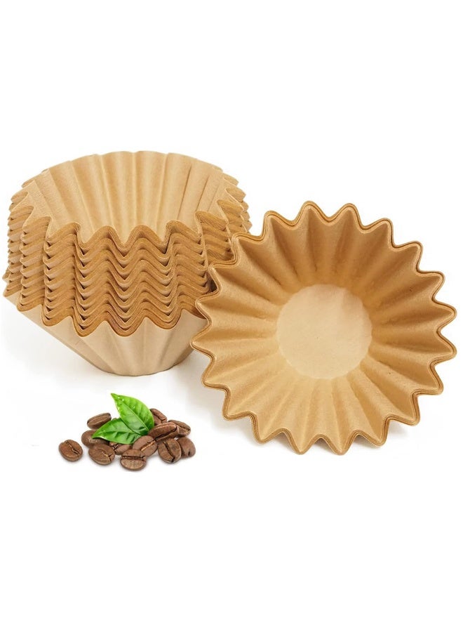 2-5 Cup Coffee Filters, Pack of 100 Unbleached Coffee Filters 5 Cup, Home Coffee Maker,Thicken Natural Coffee Filter Basket for Commercial, Pour Over Coffee Kit (Brown, W02) - Image 1