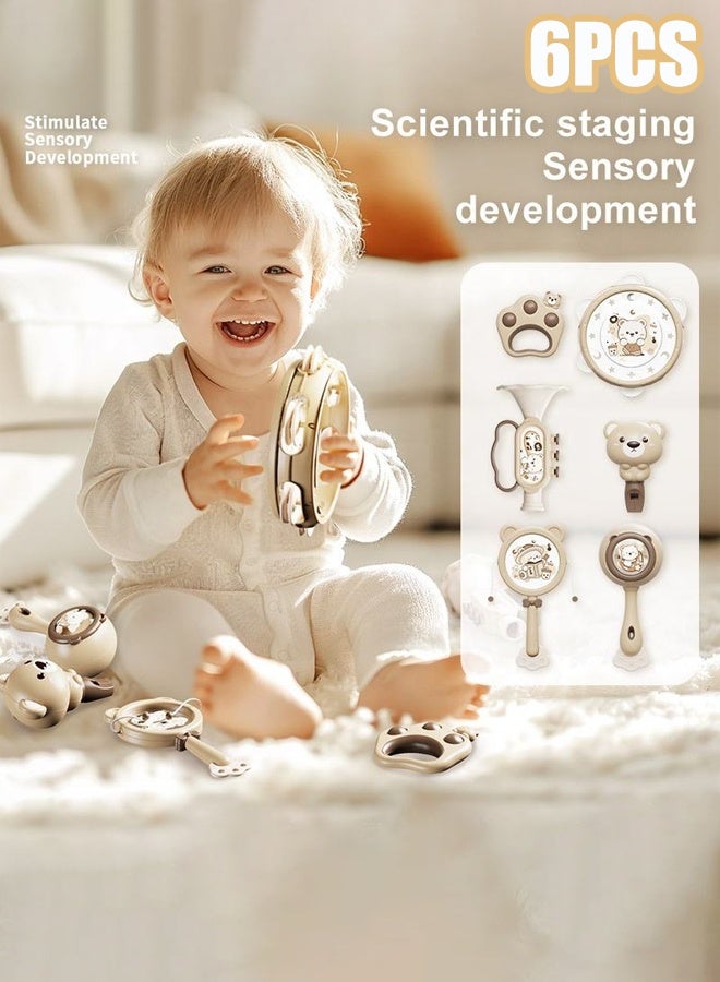 6PCS rattle toy set Early childhood musical instruments Hand drum Hand rattle Music enlightenment - Image 1