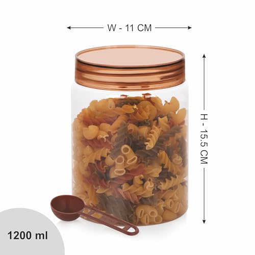 Homeor Plastic Storage Jar & Containers With Spoon, Airtight & BPA Free Containers for Kitchen Storage, Grocery Kitchen Container, Multipurpose Jar, Fridge Storage Container, 750 ML Set 6, Brown - Image 2