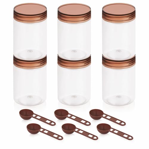 Homeor Plastic Storage Jar & Containers With Spoon, Airtight & BPA Free Containers for Kitchen Storage, Grocery Kitchen Container, Multipurpose Jar, Fridge Storage Container, 750 ML Set 6, Brown - Image 4