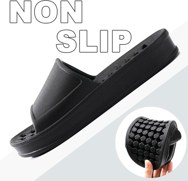 GETOEU Shower Shoes for Women and Men with Drain Holes Massage Slide Sandals Soft Cushioned Anti-Slip Pool Slides Comfort Thick Soled Gym Shower Shoes Quick Drying Bathroom Spa Slippers - Image 4