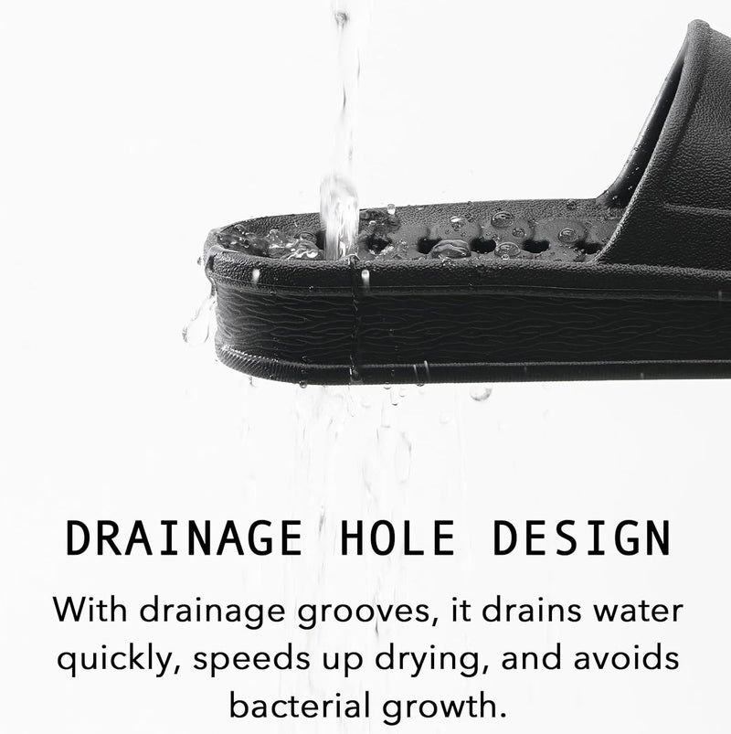 GETOEU Shower Shoes for Women and Men with Drain Holes Massage Slide Sandals Soft Cushioned Anti-Slip Pool Slides Comfort Thick Soled Gym Shower Shoes Quick Drying Bathroom Spa Slippers - Image 3