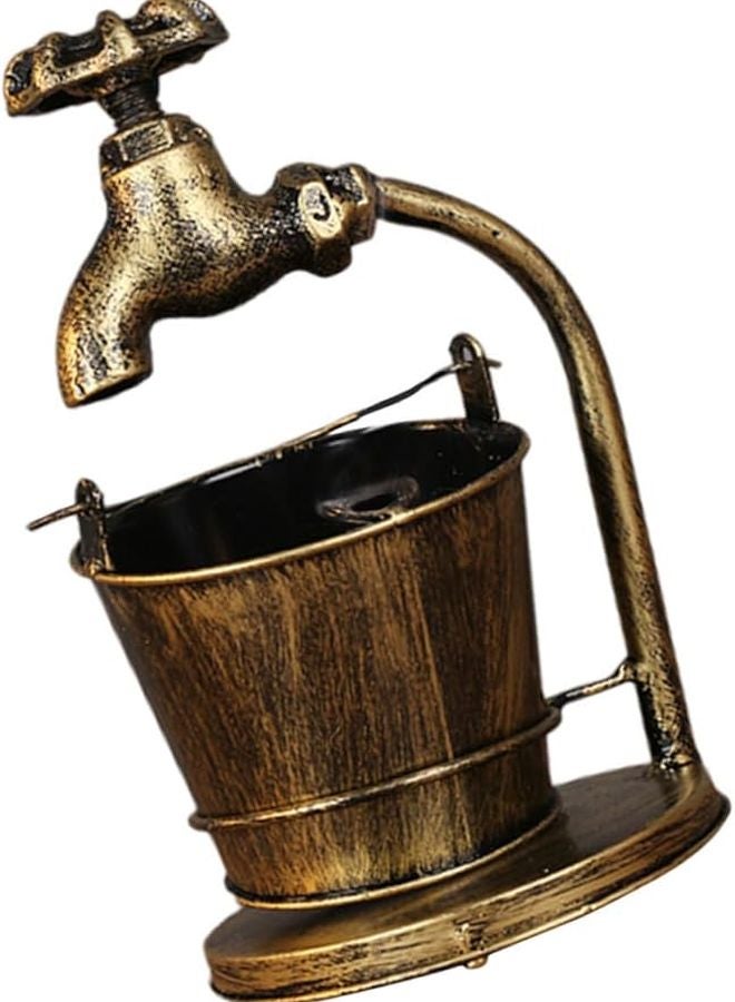 Vintage Iron Ashtray Container for Home Bar Office Decor with Stable Base - Image 1