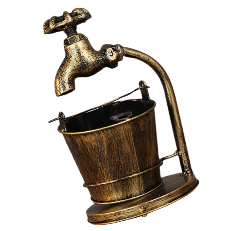 Vintage Iron Ashtray Container for Home Bar Office Decor with Stable Base - Image 2